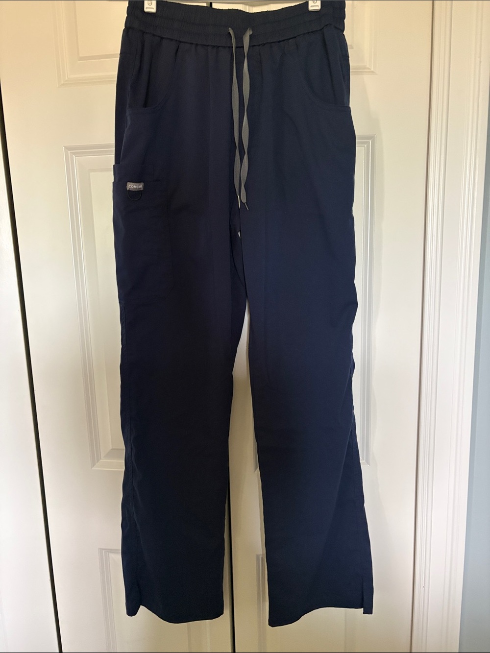 Women's Wide Leg Drawstring Pants - Navy scrub pants